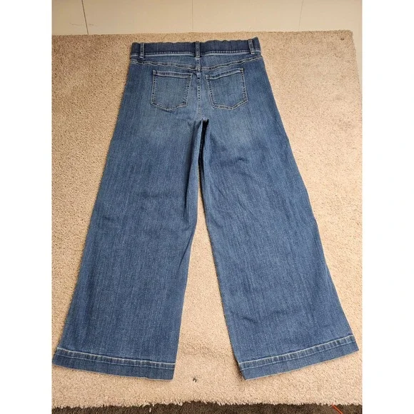 Spanx Seamed Front Wide Leg Jeans Vintage Indigo High Rise Pull On 20407R 1X - Picture 8 of 9